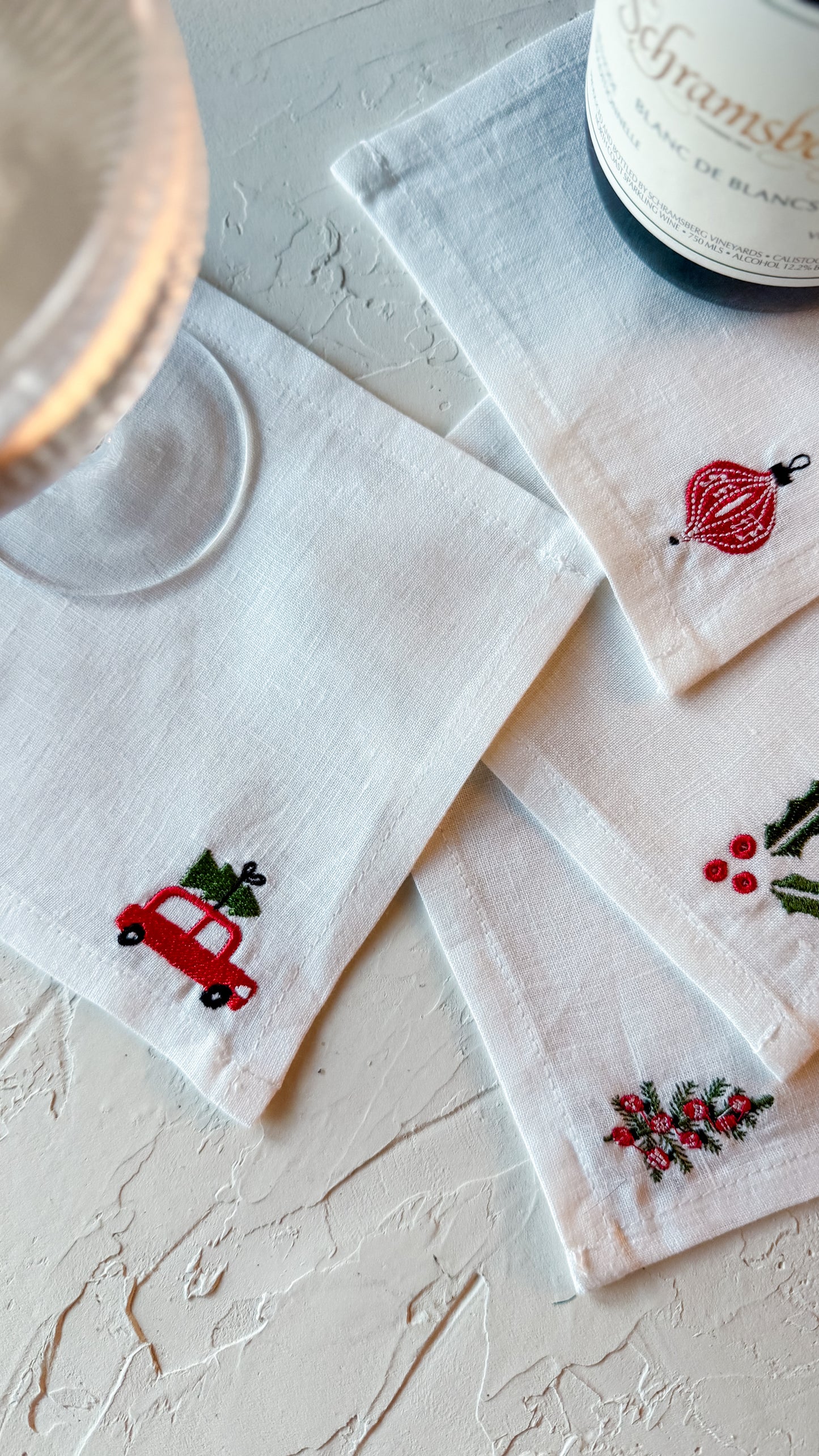 Embroidered Cocktail Napkin • Yellow Ornament