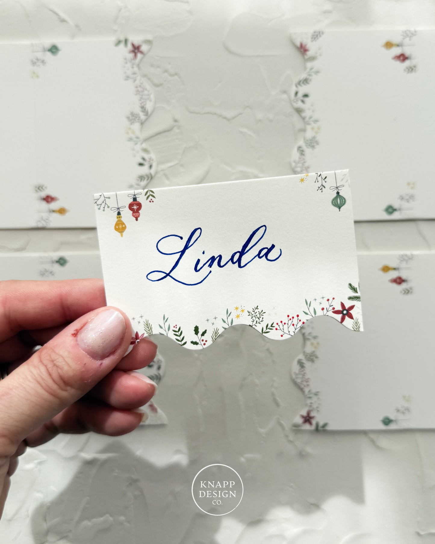 Festive Holiday tented Place Cards