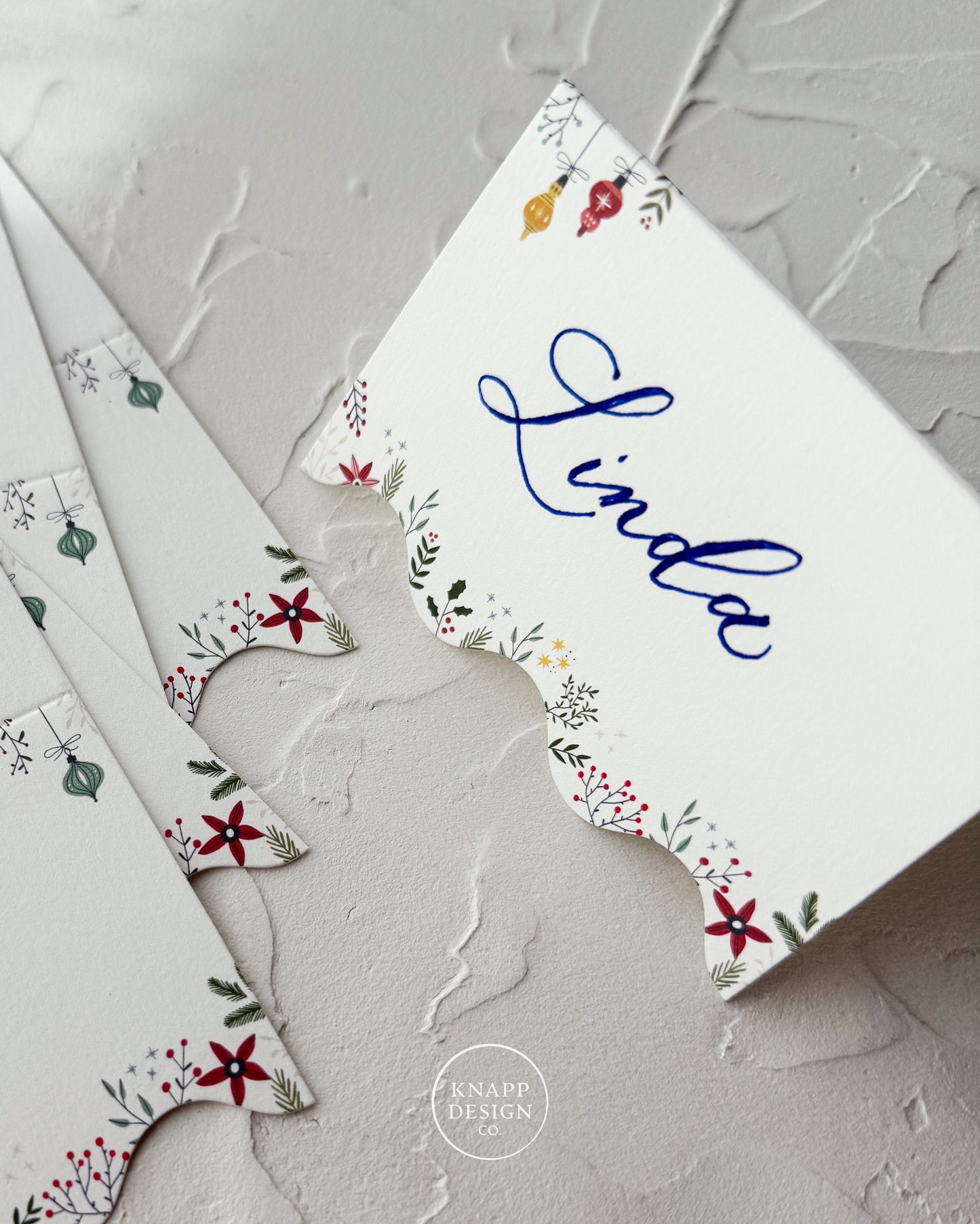 Festive Holiday tented Place Cards