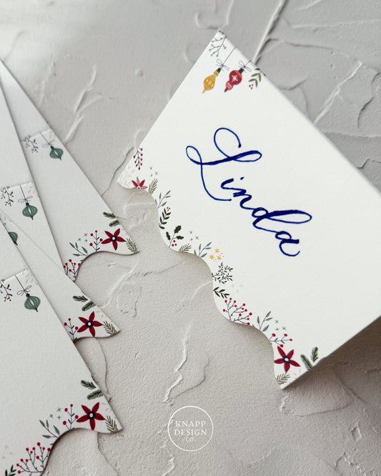 Festive Holiday tented Place Cards