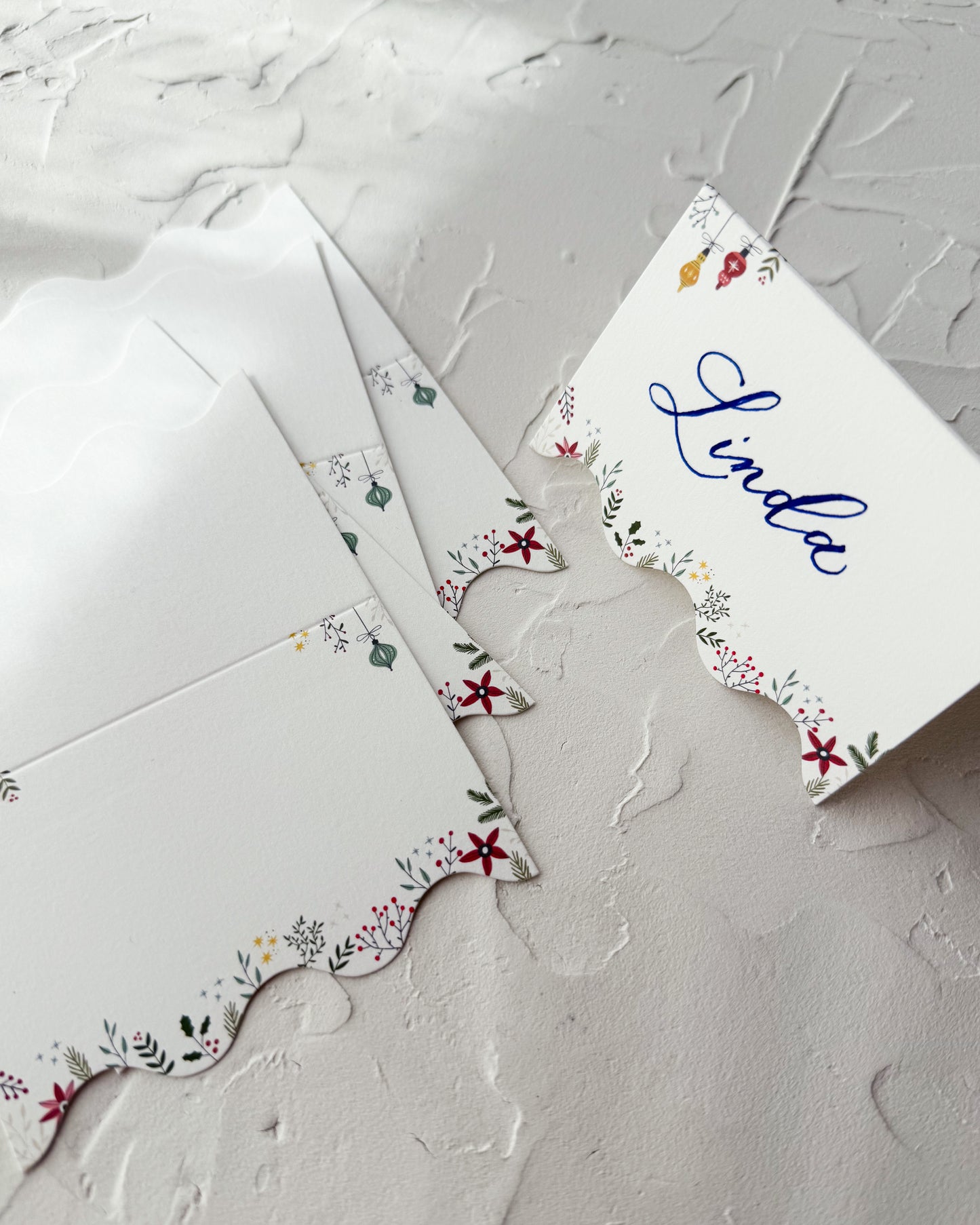 Festive Holiday tented Place Cards