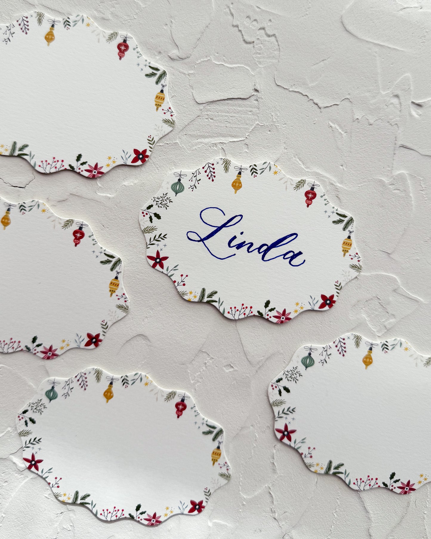 Festive Holiday Oval Place Cards