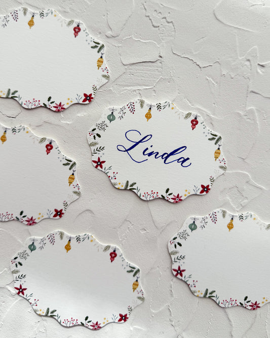 Festive Holiday Oval Place Cards