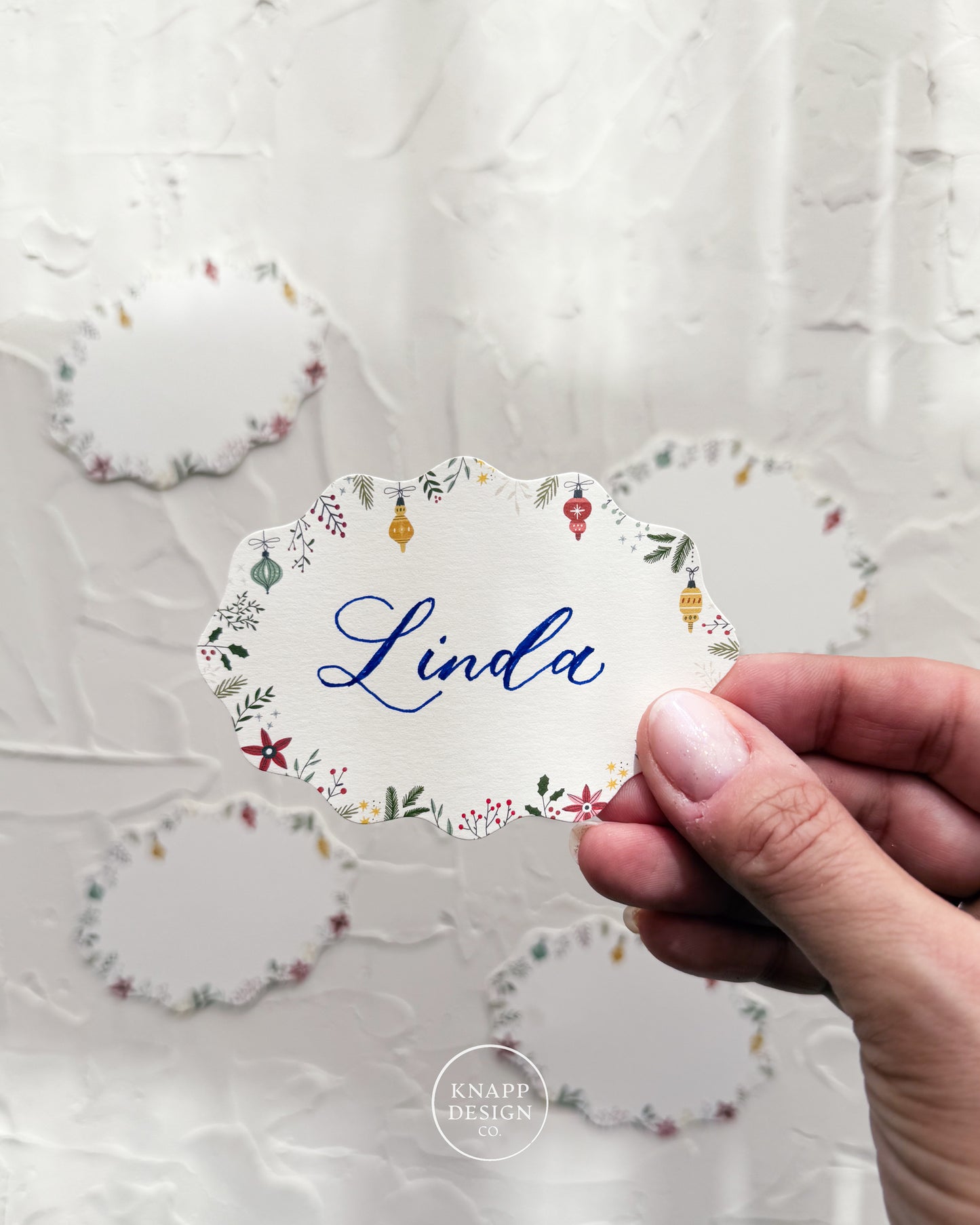 Festive Holiday Oval Place Cards