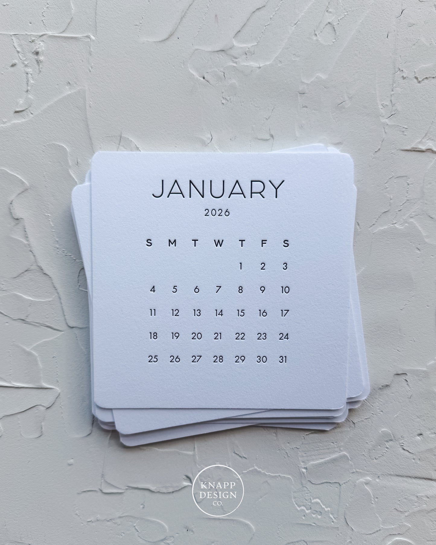 2026 Letterpress Calendar with stand
