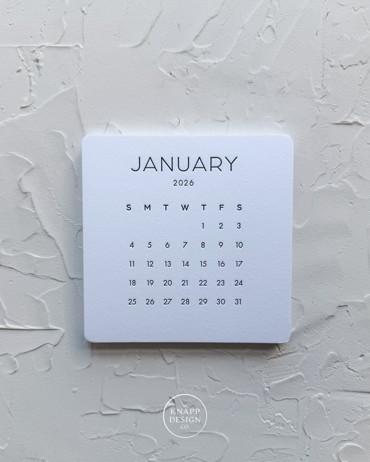 2026 Letterpress Calendar with stand