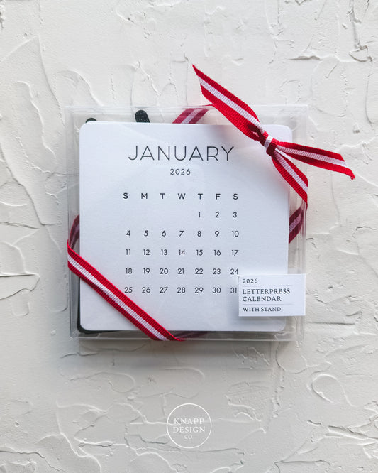 2026 Letterpress Calendar with stand