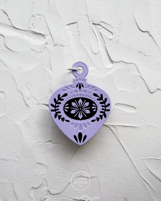 Letterpress Ornament • Guitar Pick • Lavender