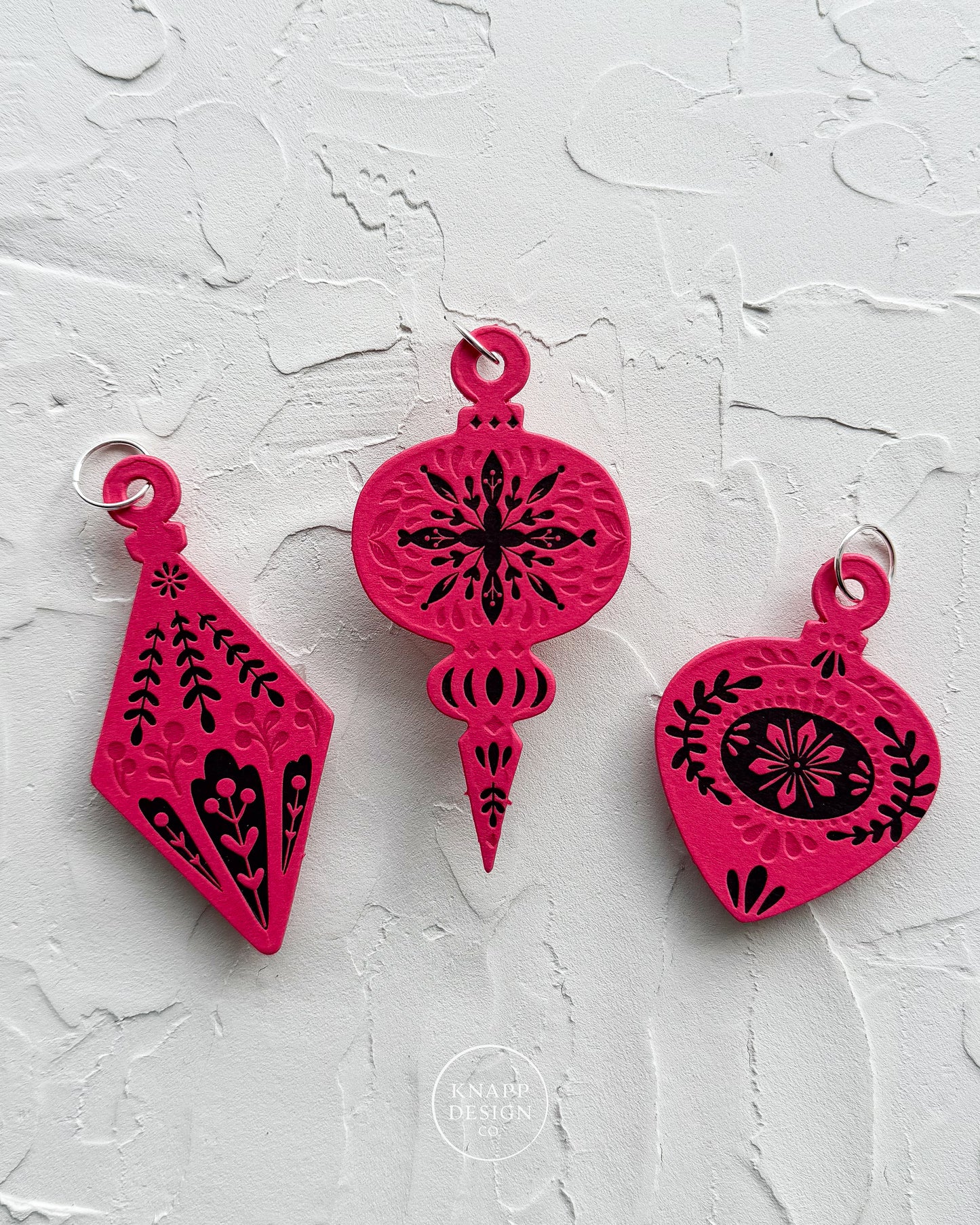 Letterpress Ornament • Vintage • Hot Pink