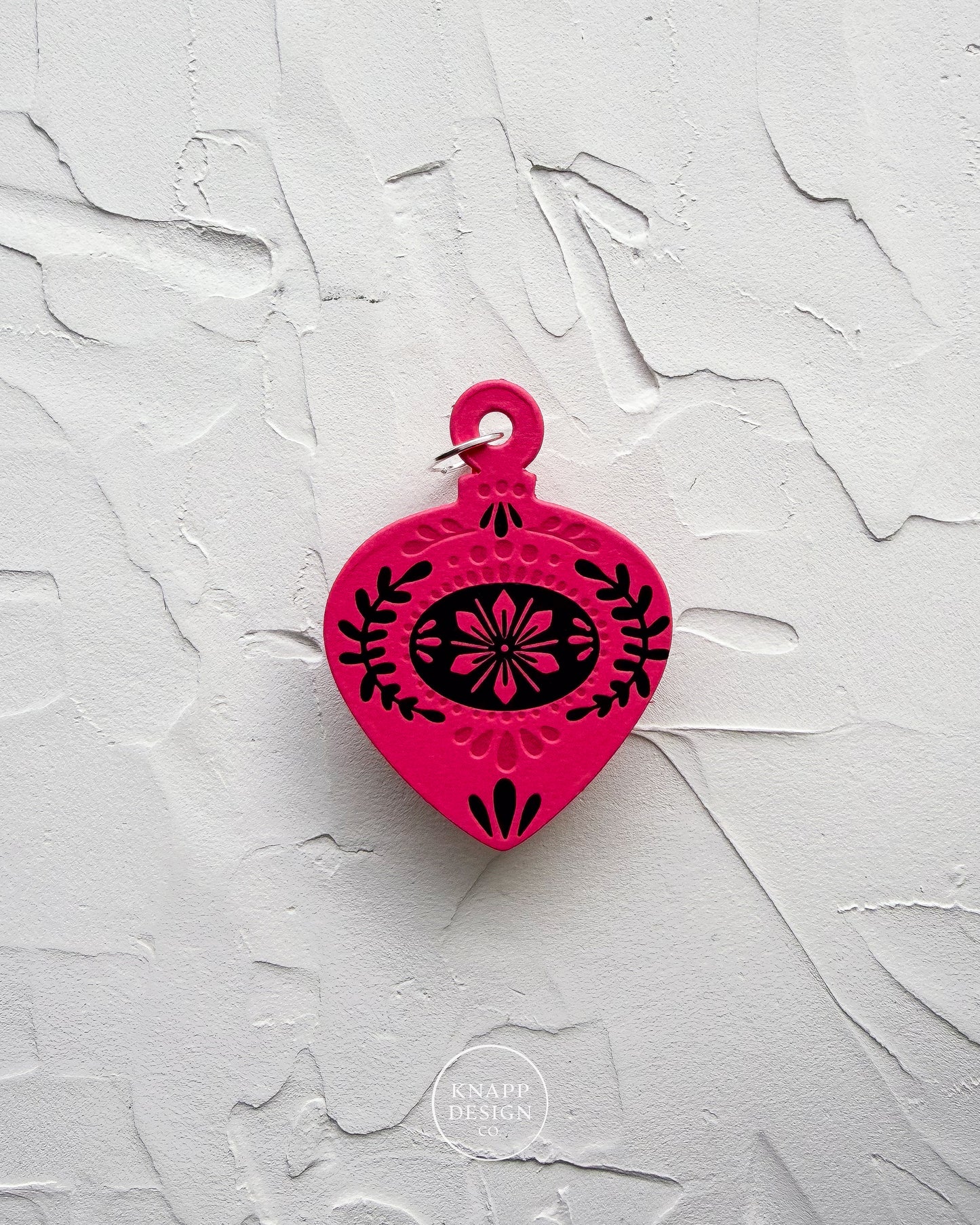 Letterpress Ornament • Guitar Pick • Hot Pink