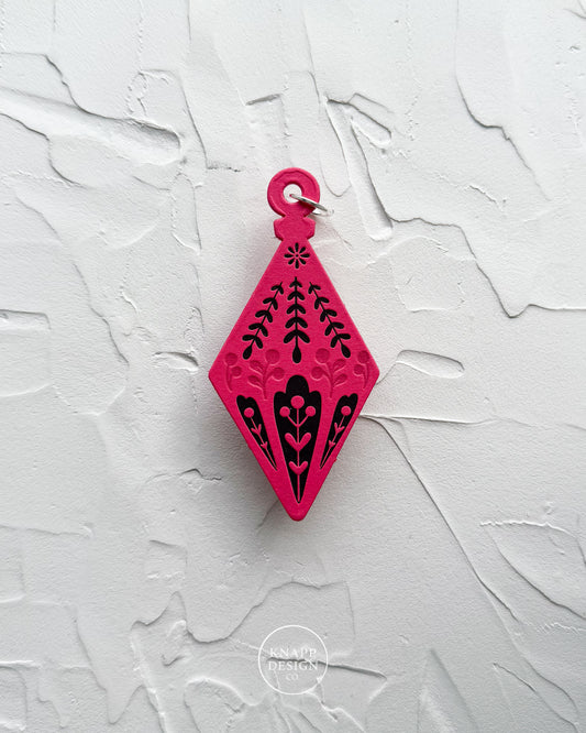 Letterpress Ornament • Diamond • Hot Pink