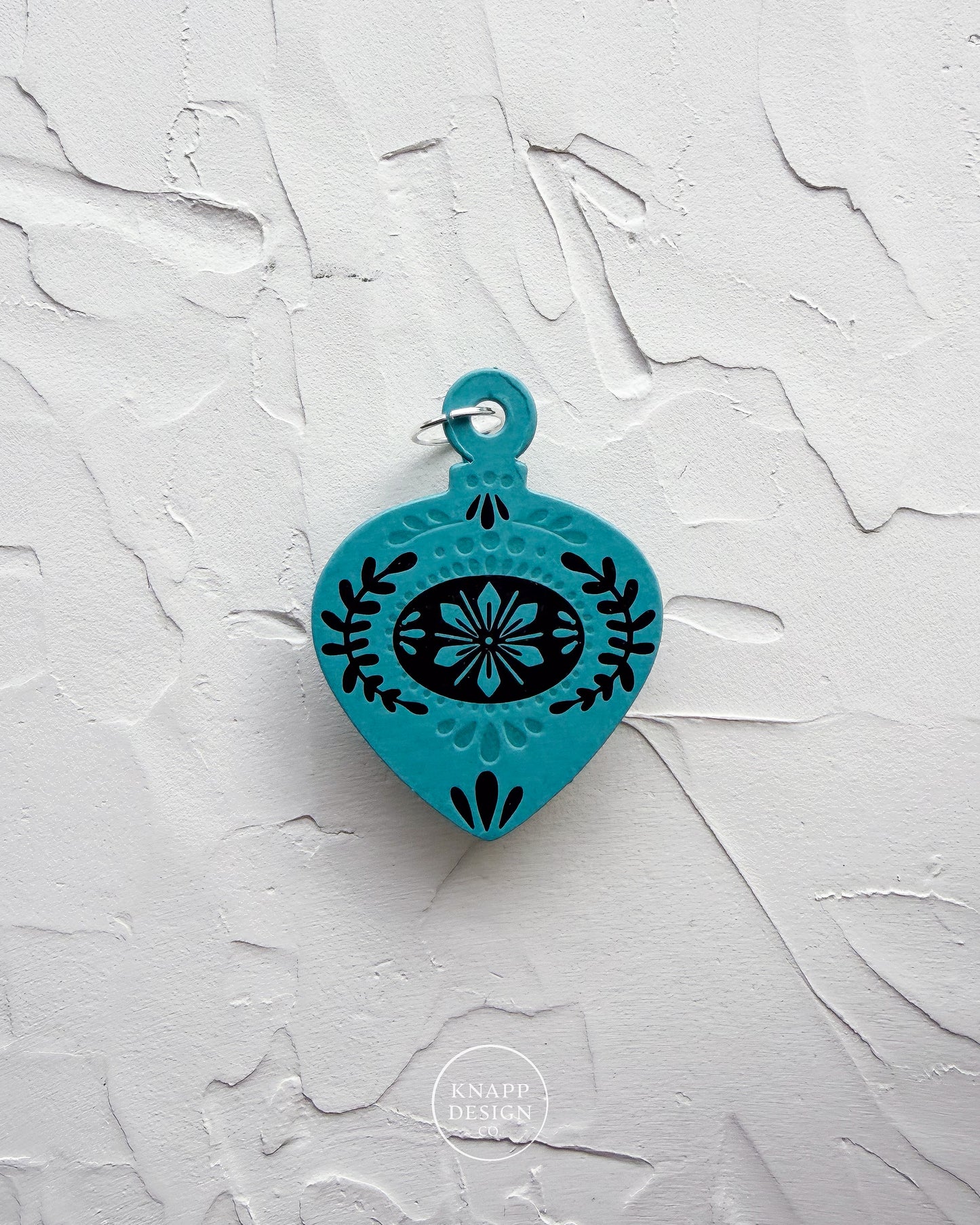 Letterpress Ornament • Guitar Pick • Teal
