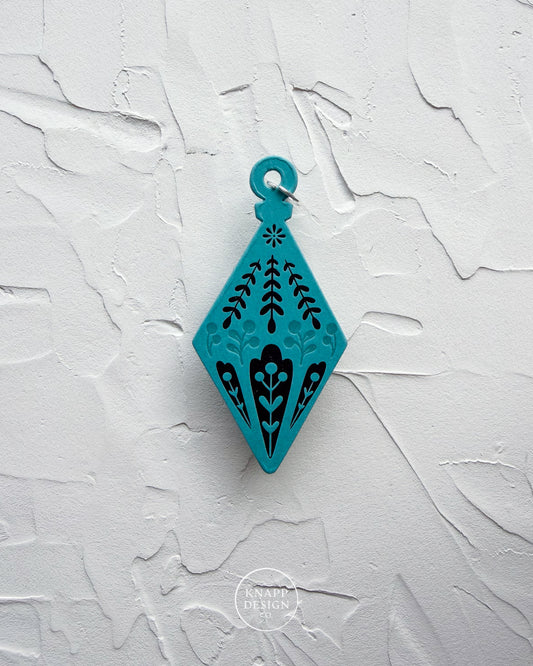 Letterpress Ornament • Diamond • Teal