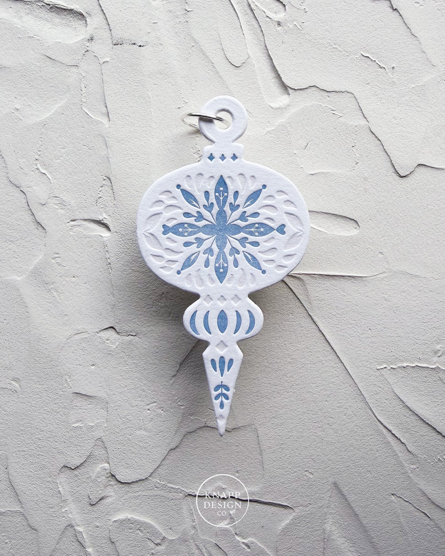 Letterpress Ornament • Vintage • White/Blue