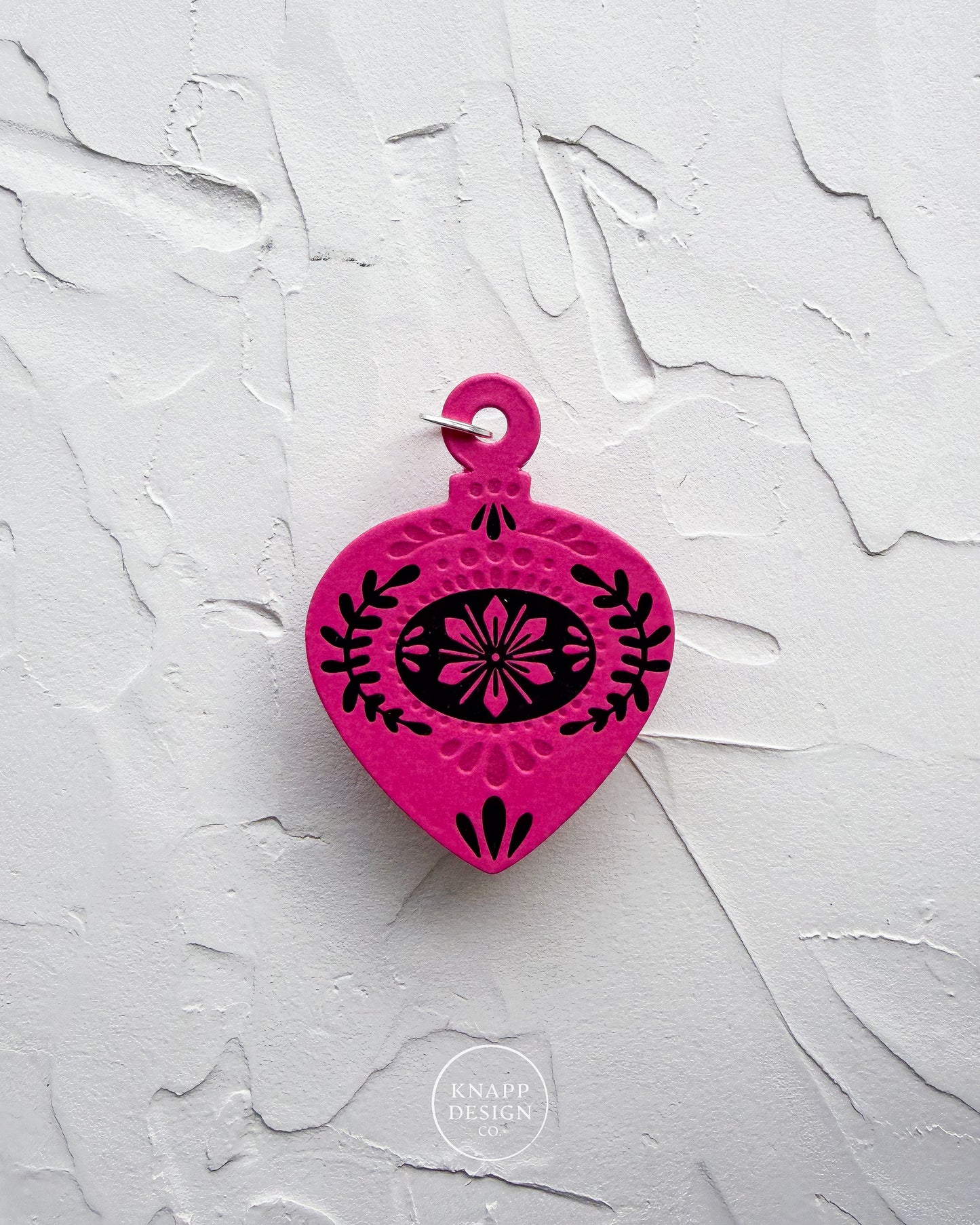 Letterpress Ornament • Guitar Pick • Fuchsia