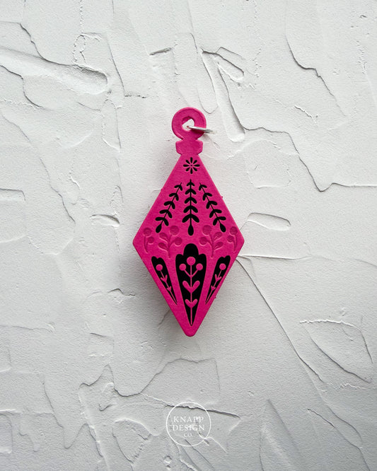 Letterpress Ornament • Diamond • Fuchsia