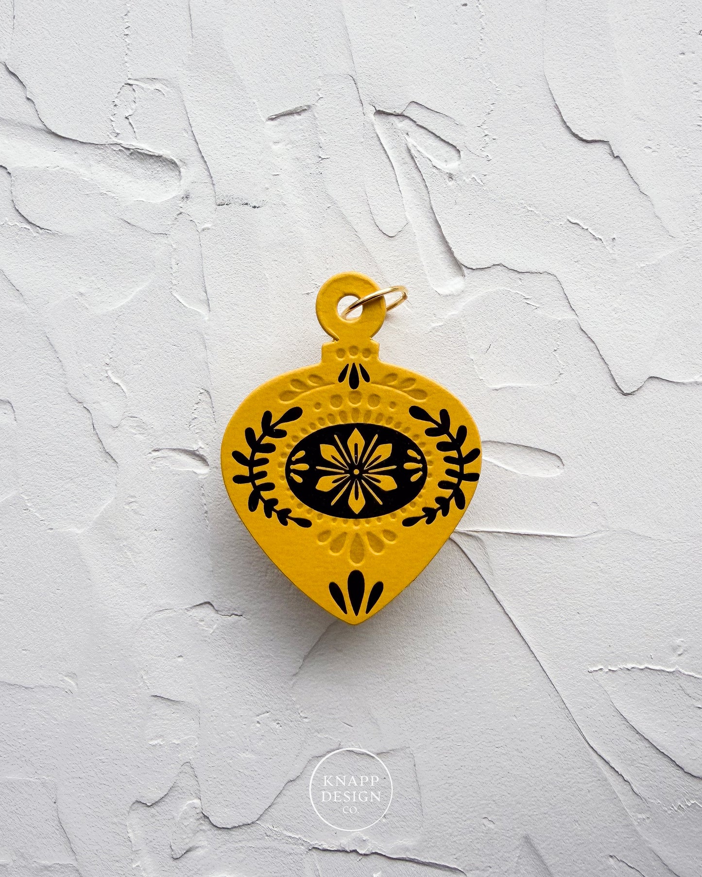 Letterpress Ornament • Guitar Pick • Mustard