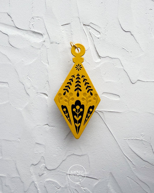 Letterpress Ornament • Diamond • Mustard