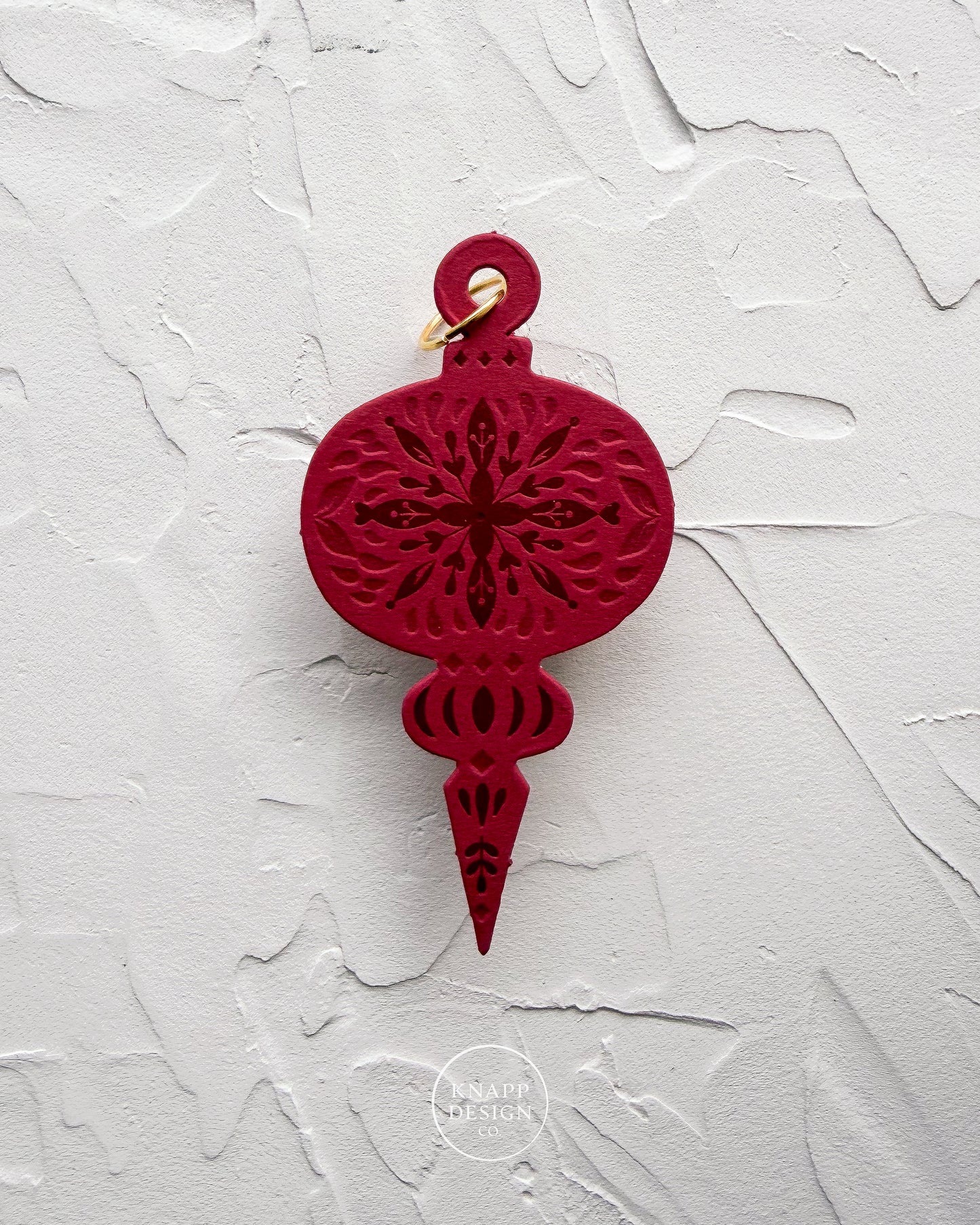Letterpress Ornament • Vintage • Red/Red