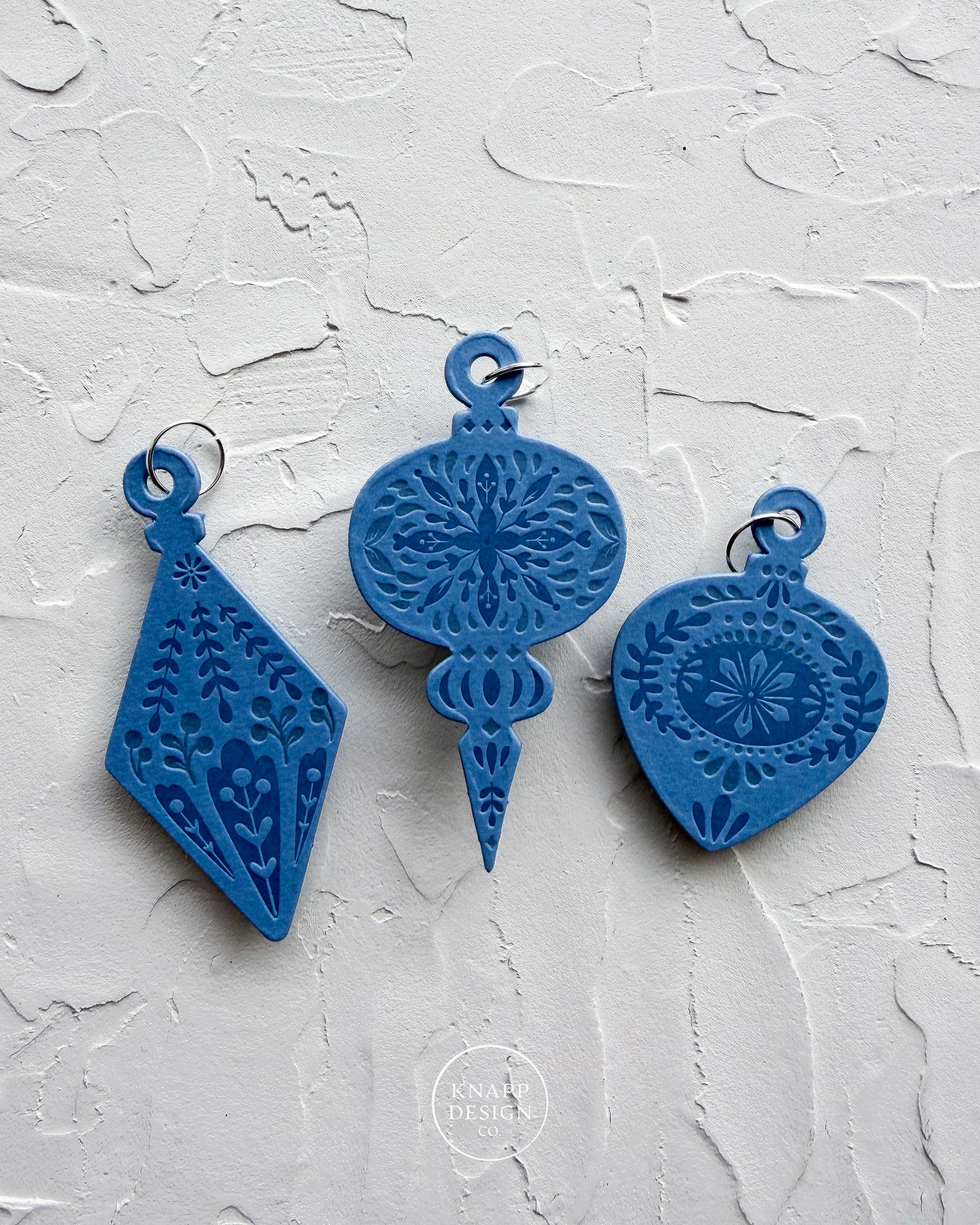 Letterpress Ornament • Vintage • Blue/Blue