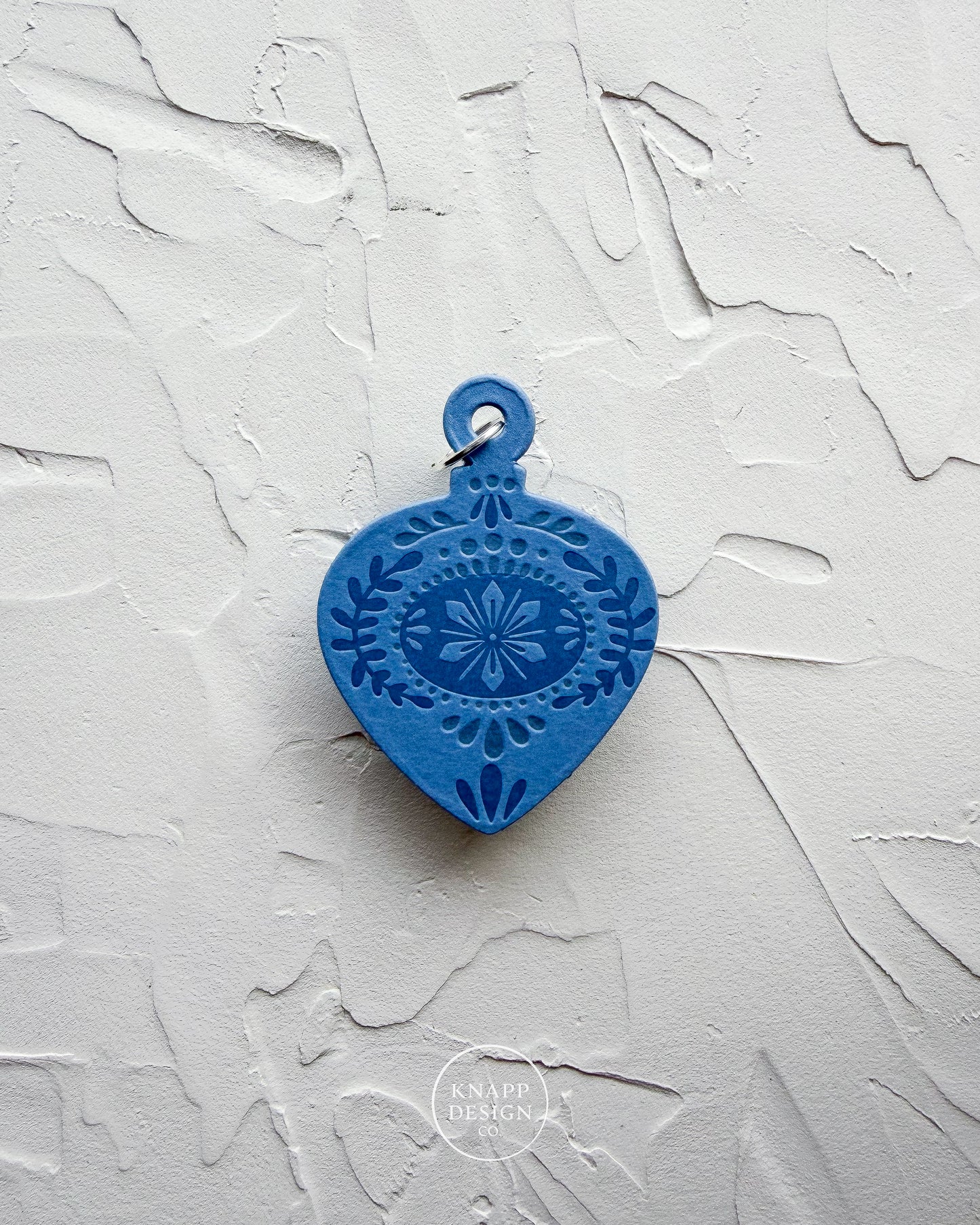 Letterpress Ornament • Guitar Pick • Blue/Blue