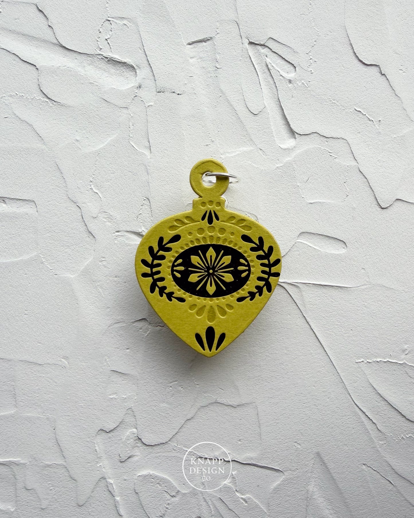 Letterpress Ornament • Guitar Pick • Chartreuse