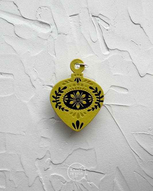 Letterpress Ornament • Guitar Pick • Chartreuse