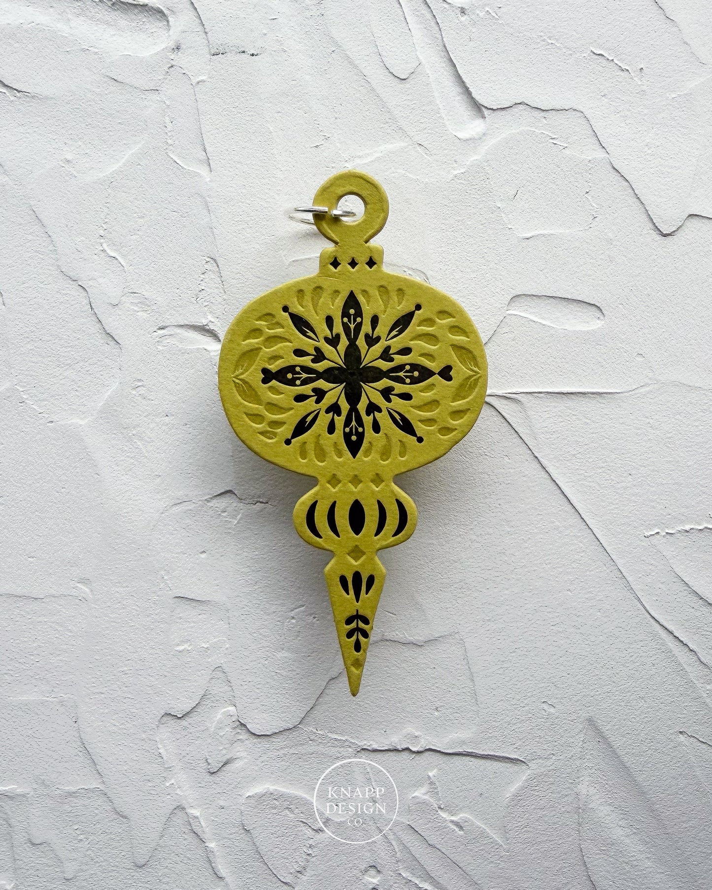 Letterpress Ornament • Vintage • Chartreuse