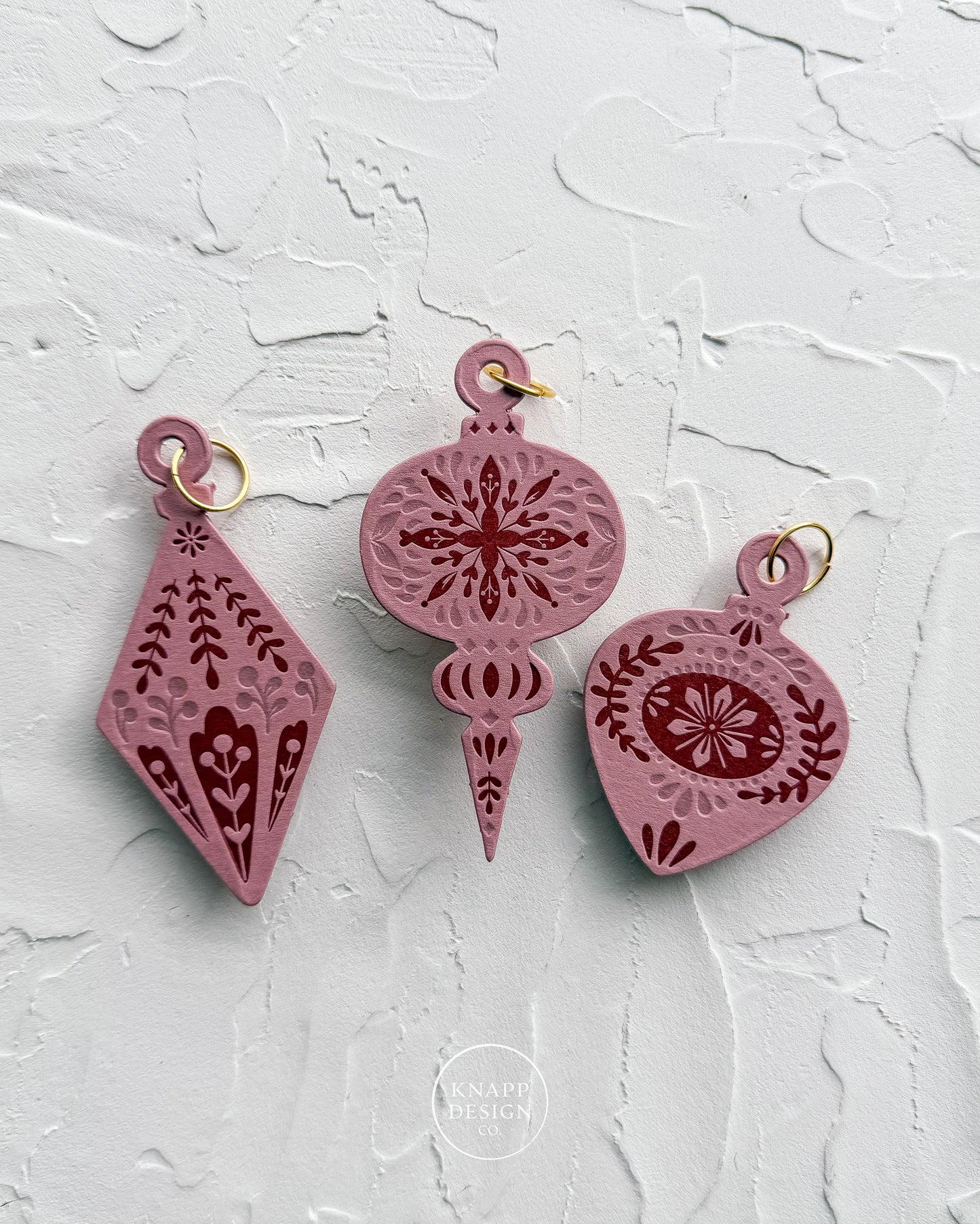 Letterpress Ornament • Guitar Pick • Pink/Red
