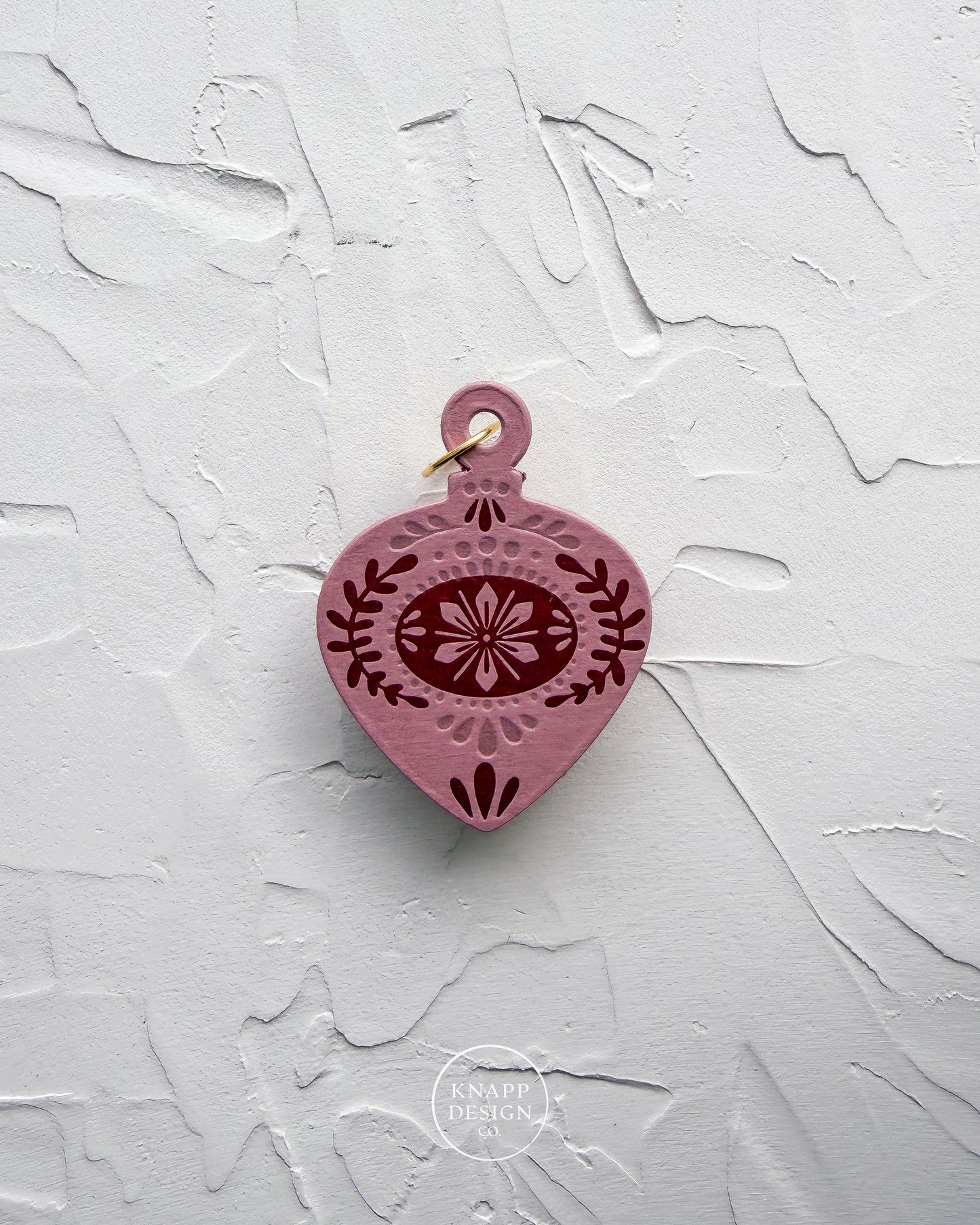 Letterpress Ornament • Guitar Pick • Pink/Red