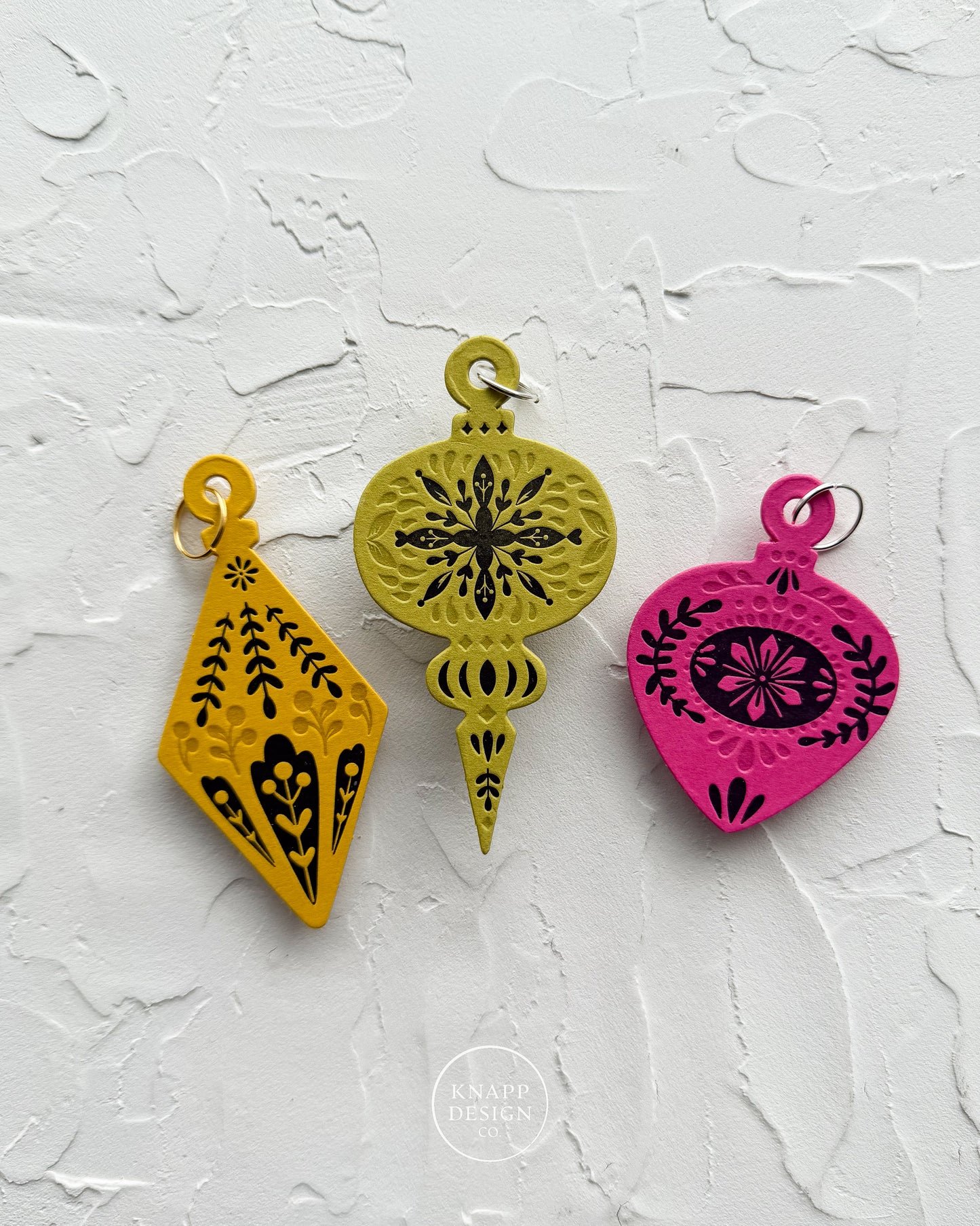 Letterpress Ornament • Vintage • Chartreuse