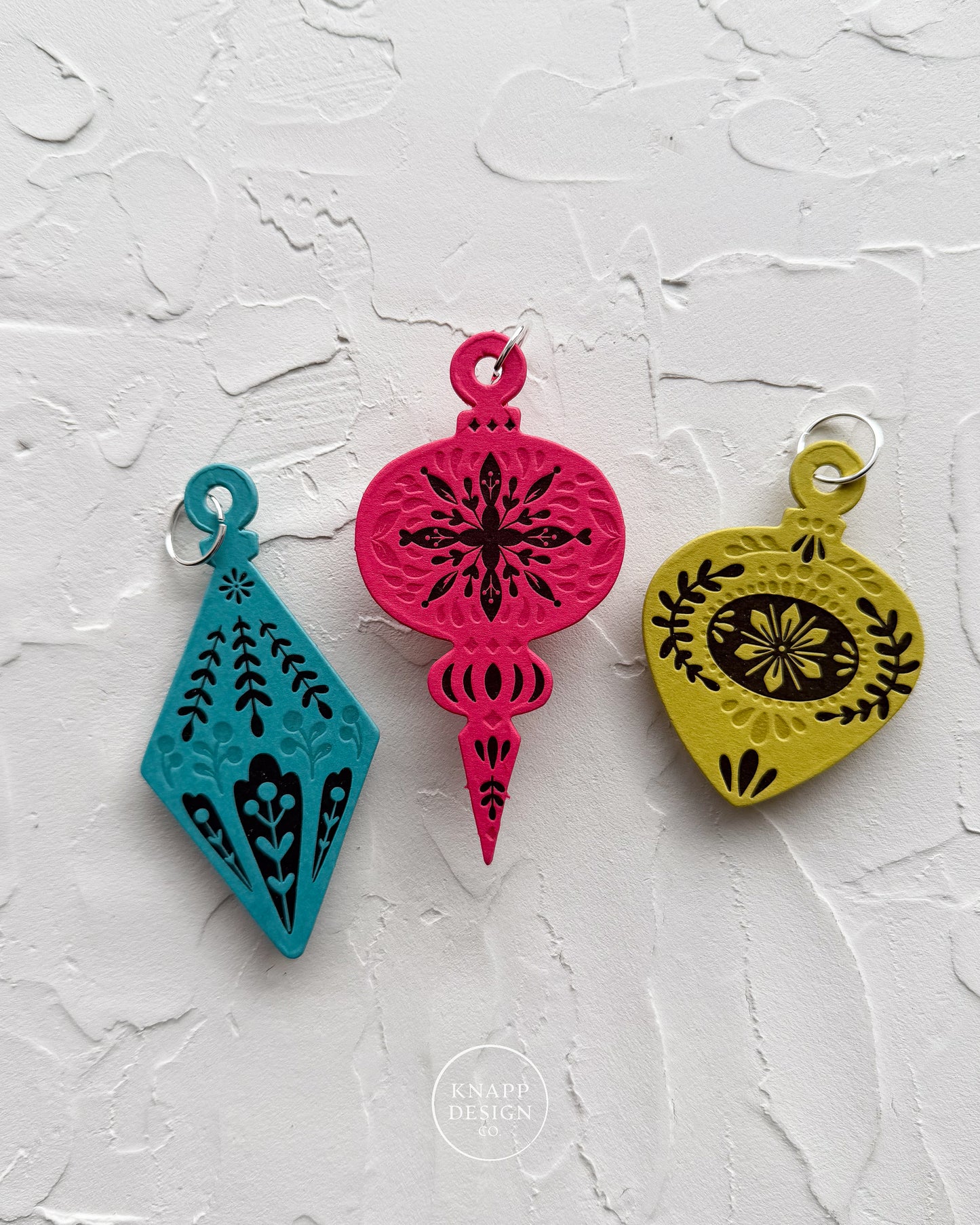 Letterpress Ornament • Guitar Pick • Teal