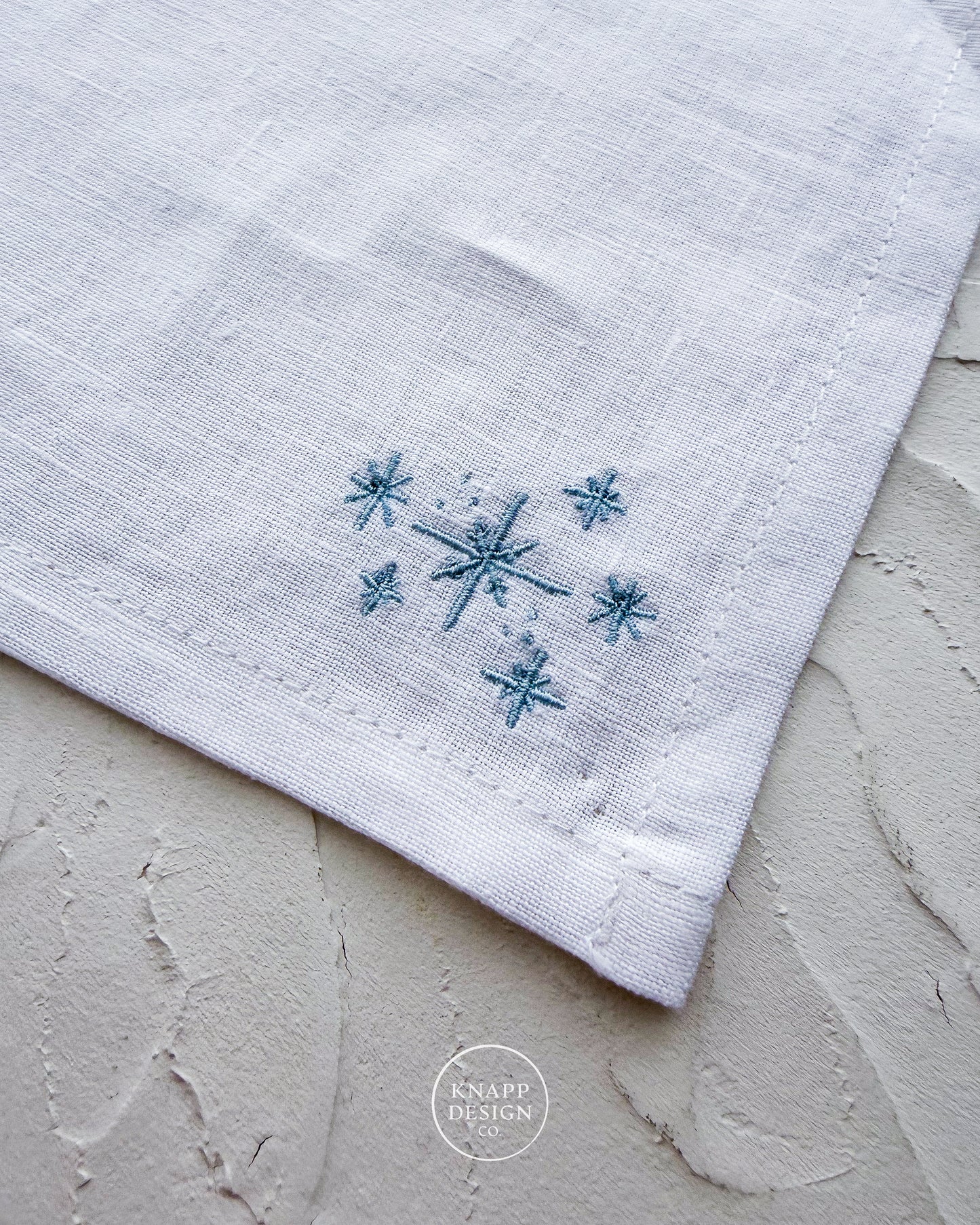 Embroidered Cocktail Napkin • Snowflakes