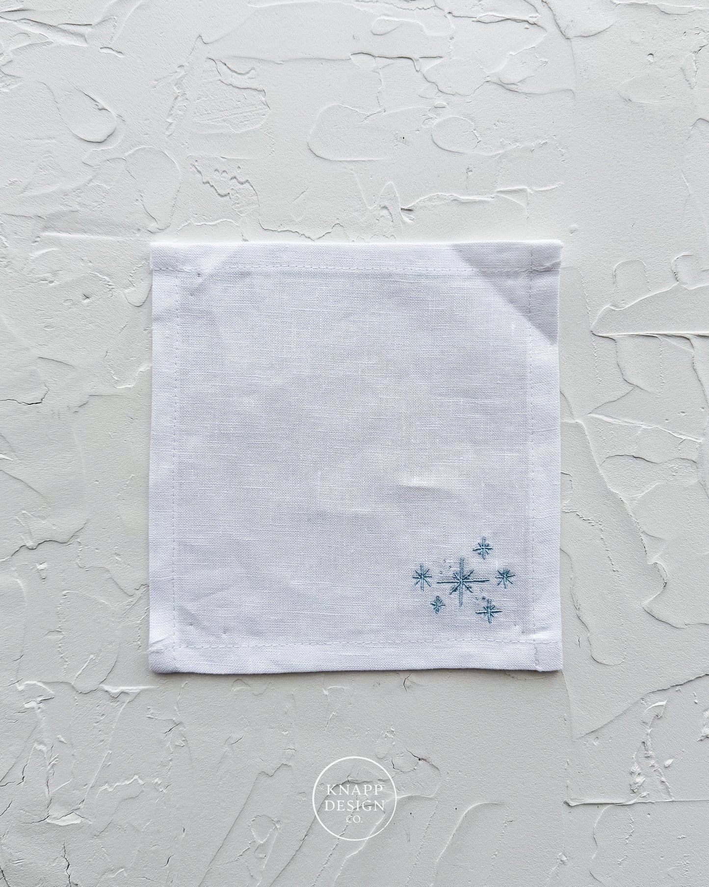 Embroidered Cocktail Napkin • Snowflakes