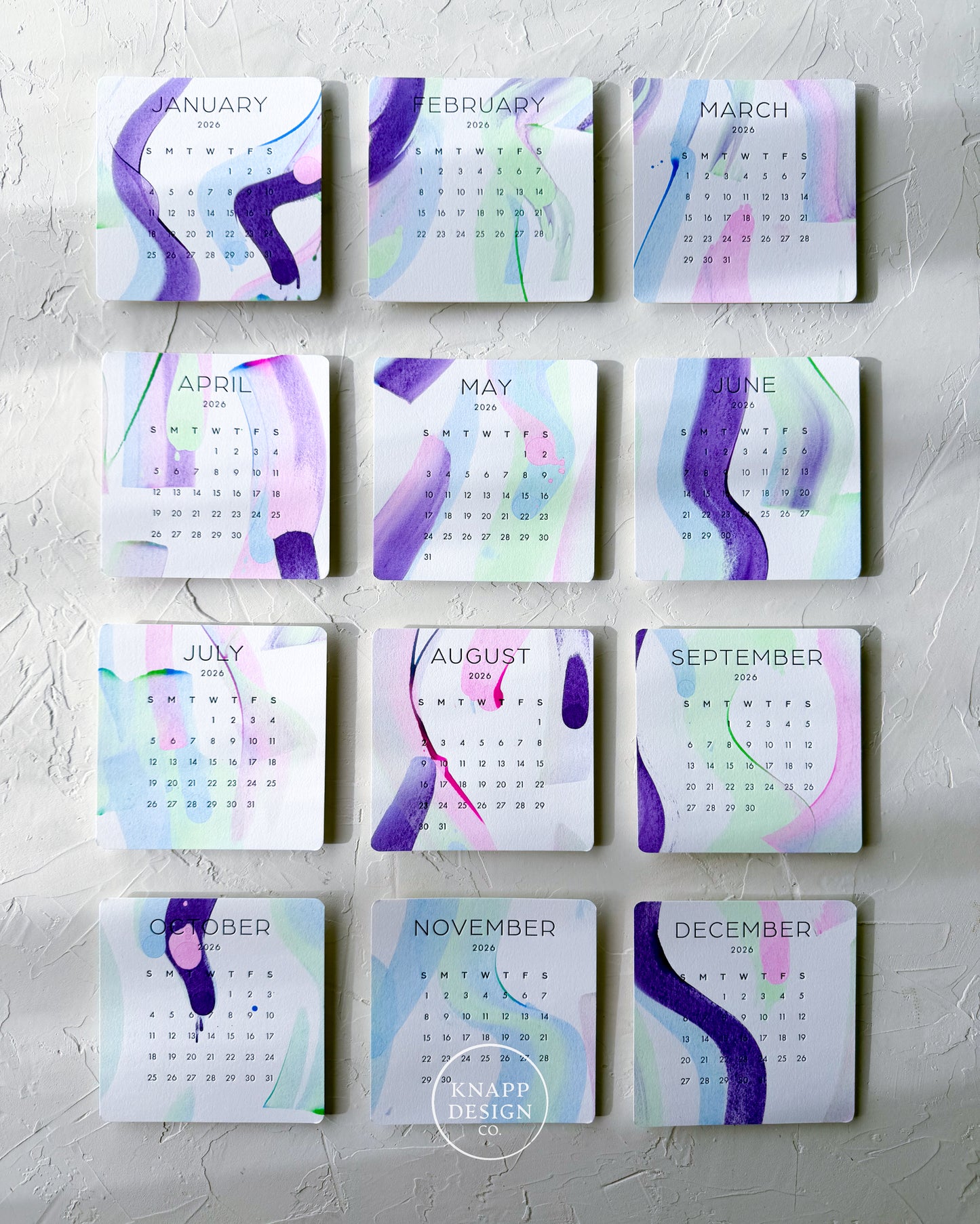 Hand-Painted 2026 Desk Calendar • 08
