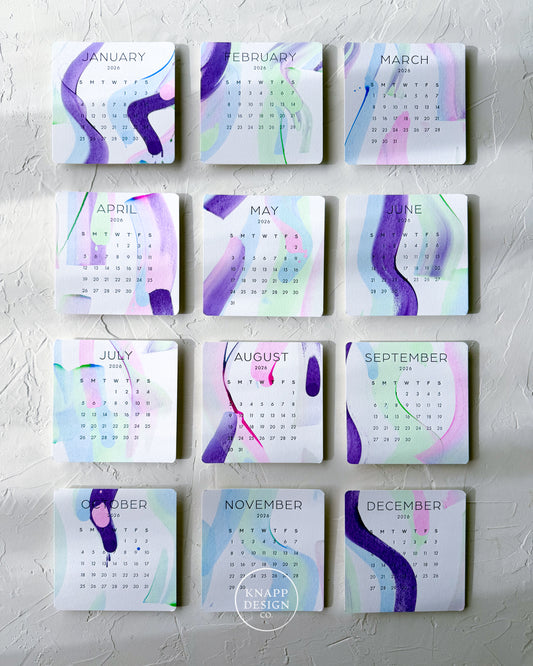 Hand-Painted 2026 Desk Calendar • 08