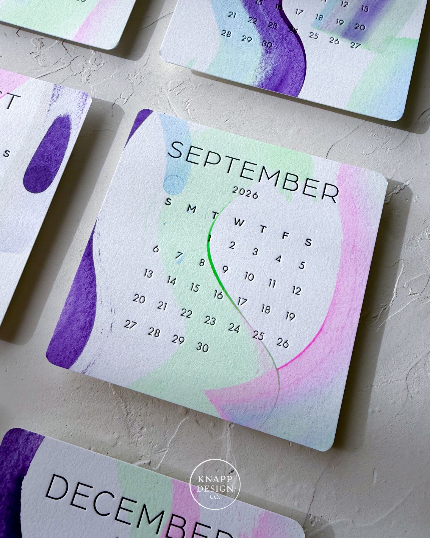 Hand-Painted 2026 Desk Calendar • 08