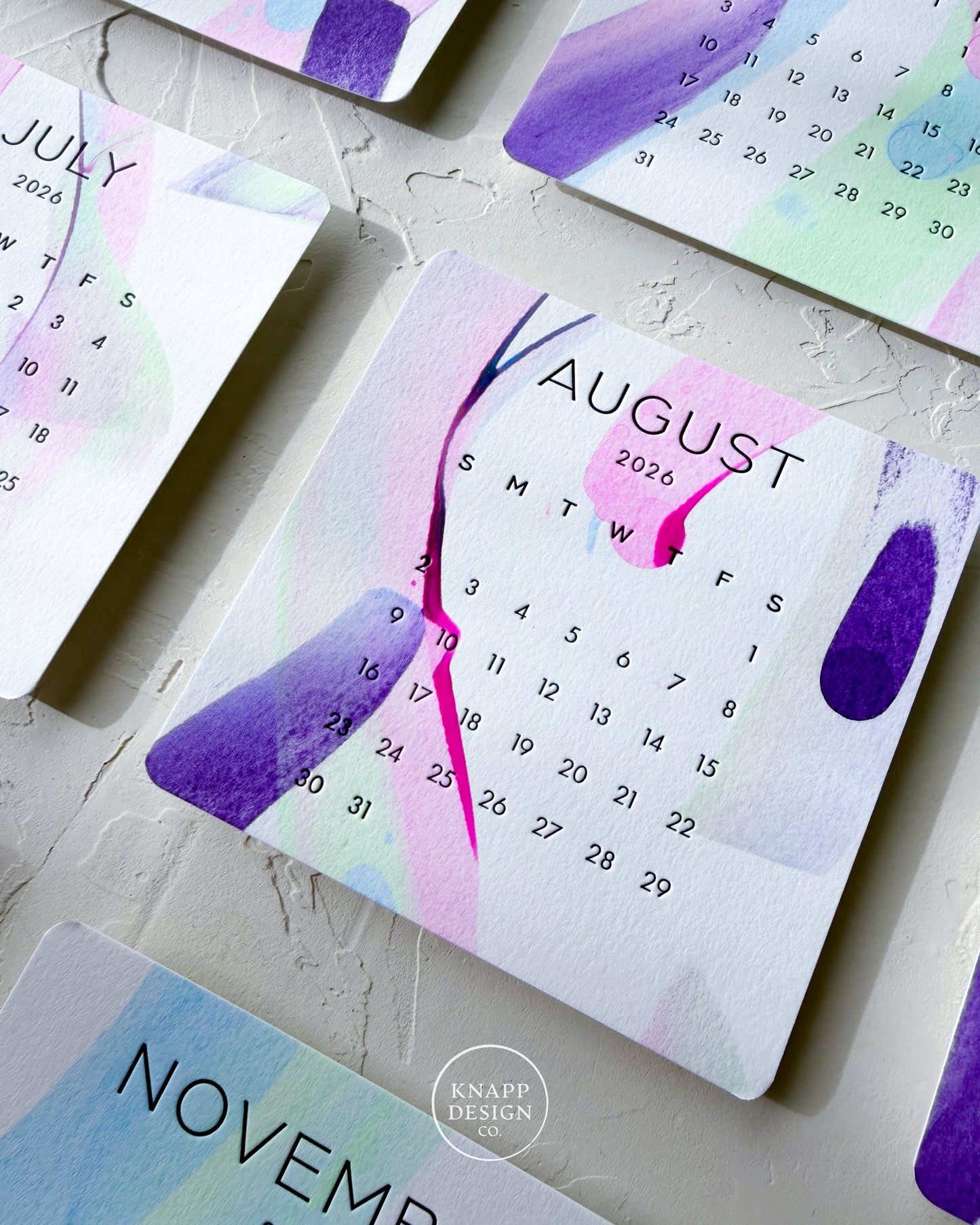 Hand-Painted 2026 Desk Calendar • 08