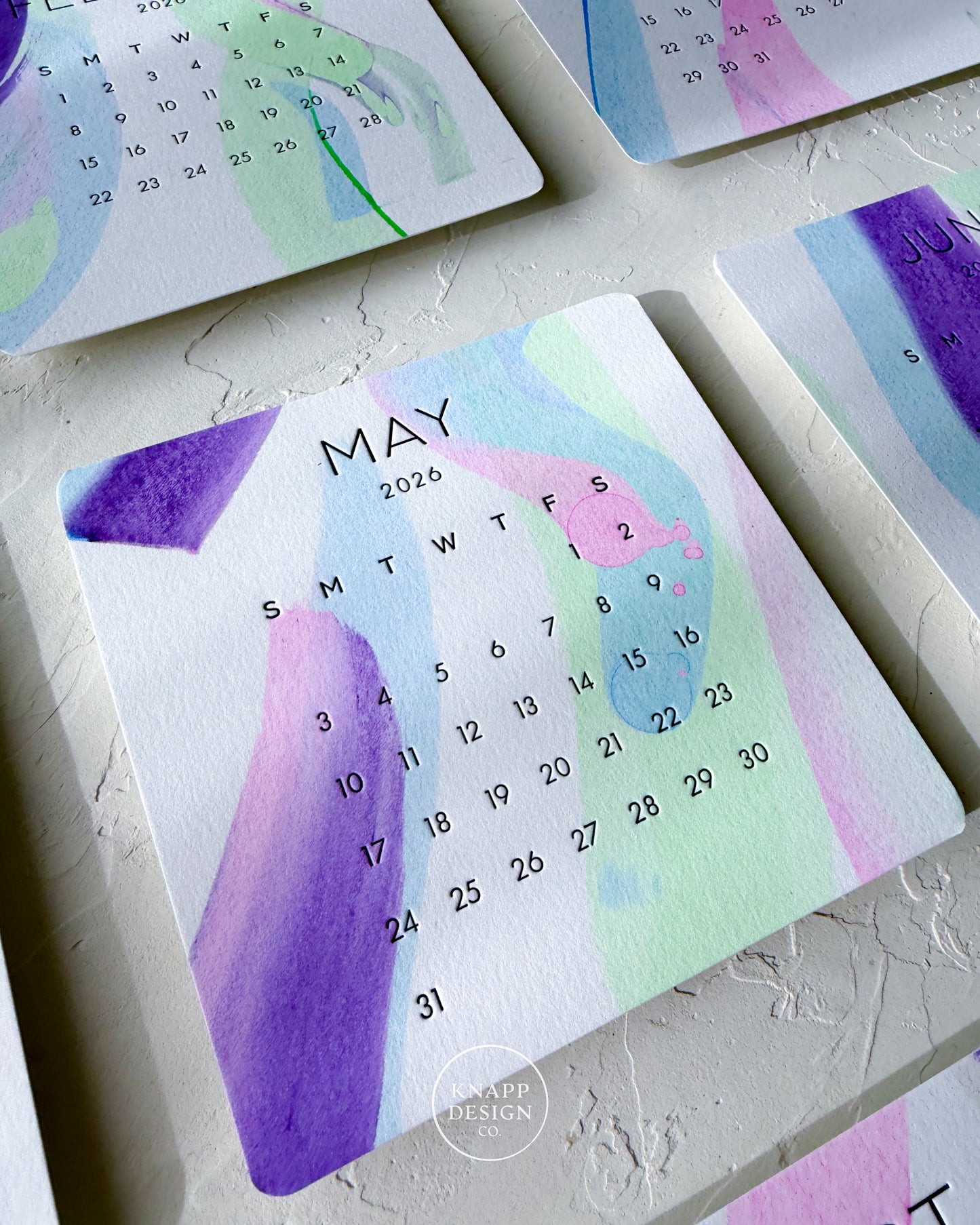 Hand-Painted 2026 Desk Calendar • 08