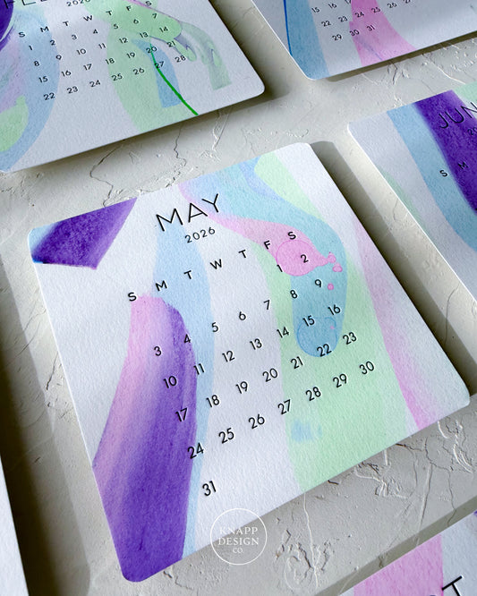 Hand-Painted 2026 Desk Calendar • 08