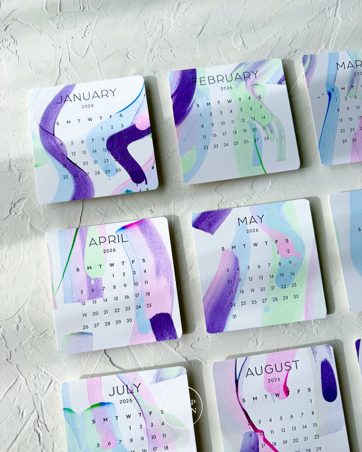 Hand-Painted 2026 Desk Calendar • 08