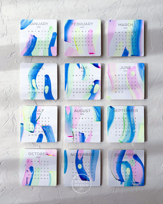 Hand-Painted 2026 Desk Calendar • 12