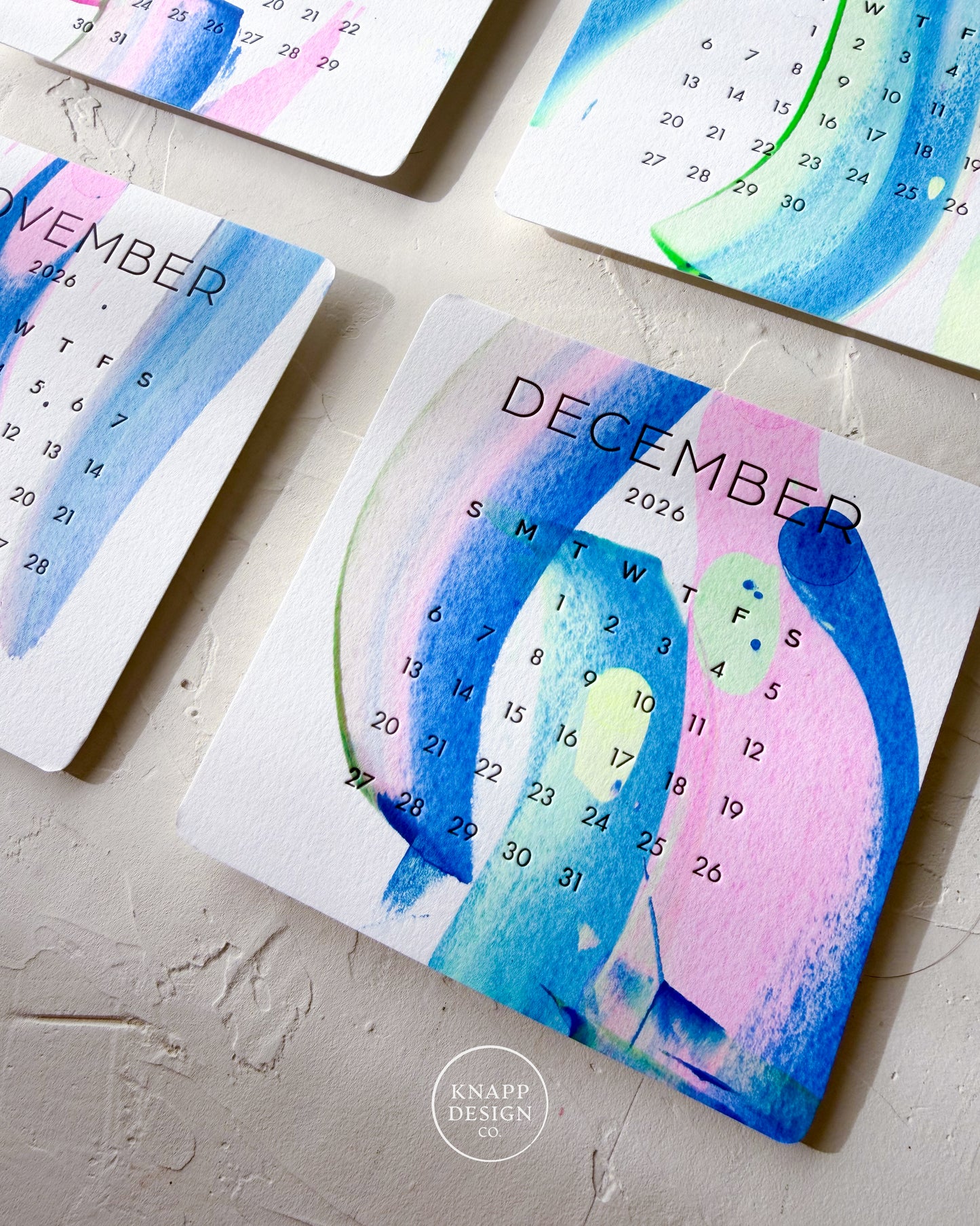 Hand-Painted 2026 Desk Calendar • 12