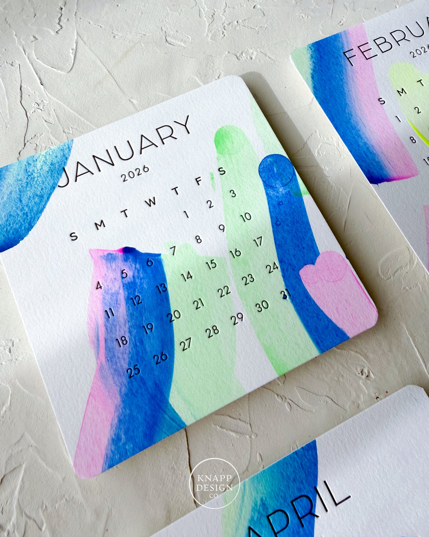 Hand-Painted 2026 Desk Calendar • 12