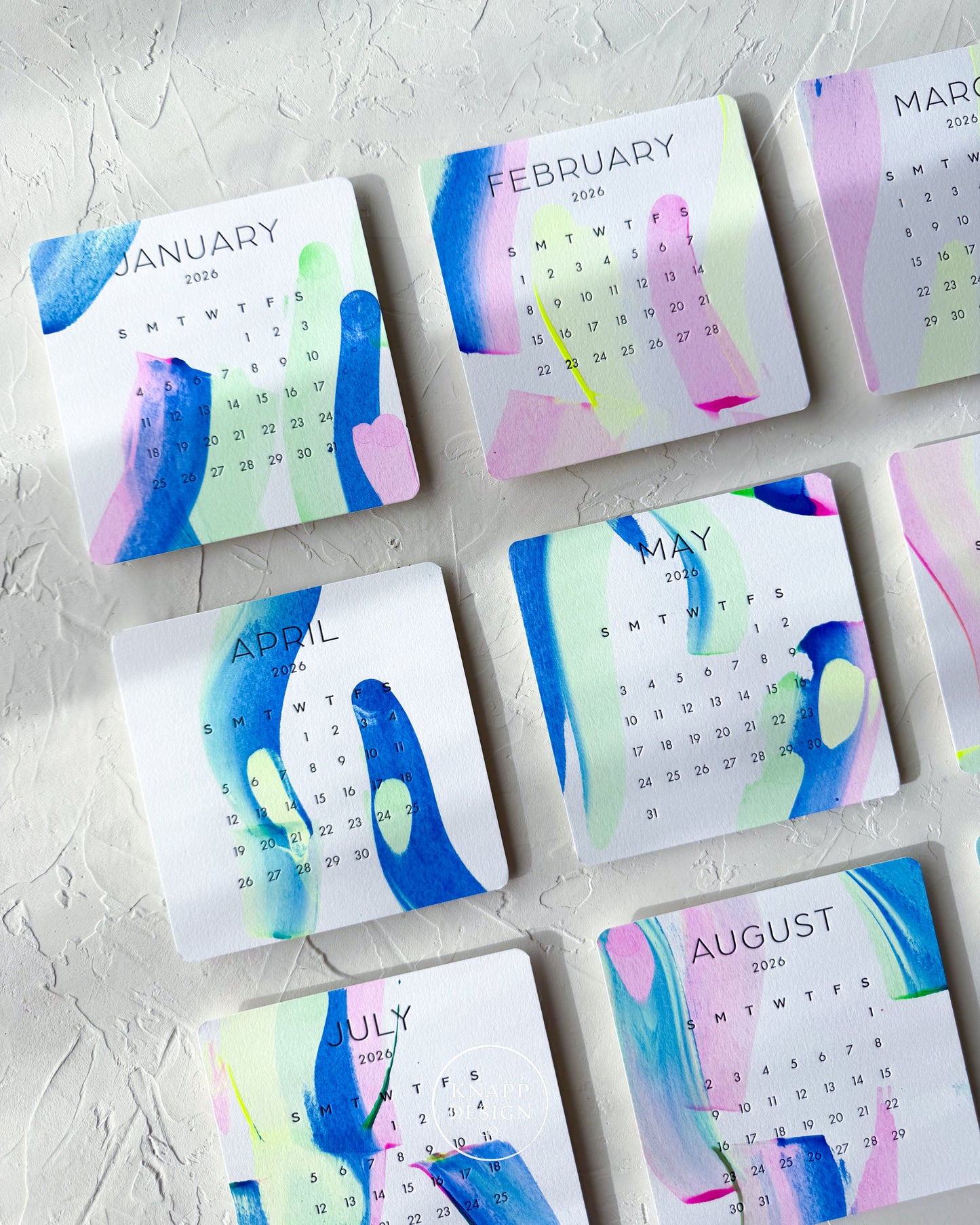 Hand-Painted 2026 Desk Calendar • 12
