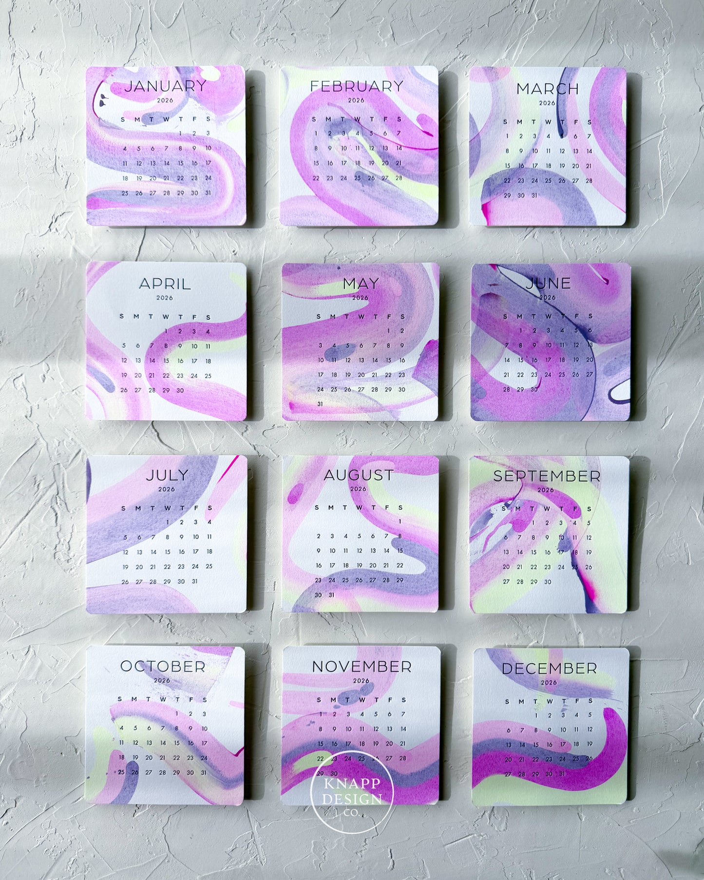 Hand-Painted 2026 Desk Calendar • 09