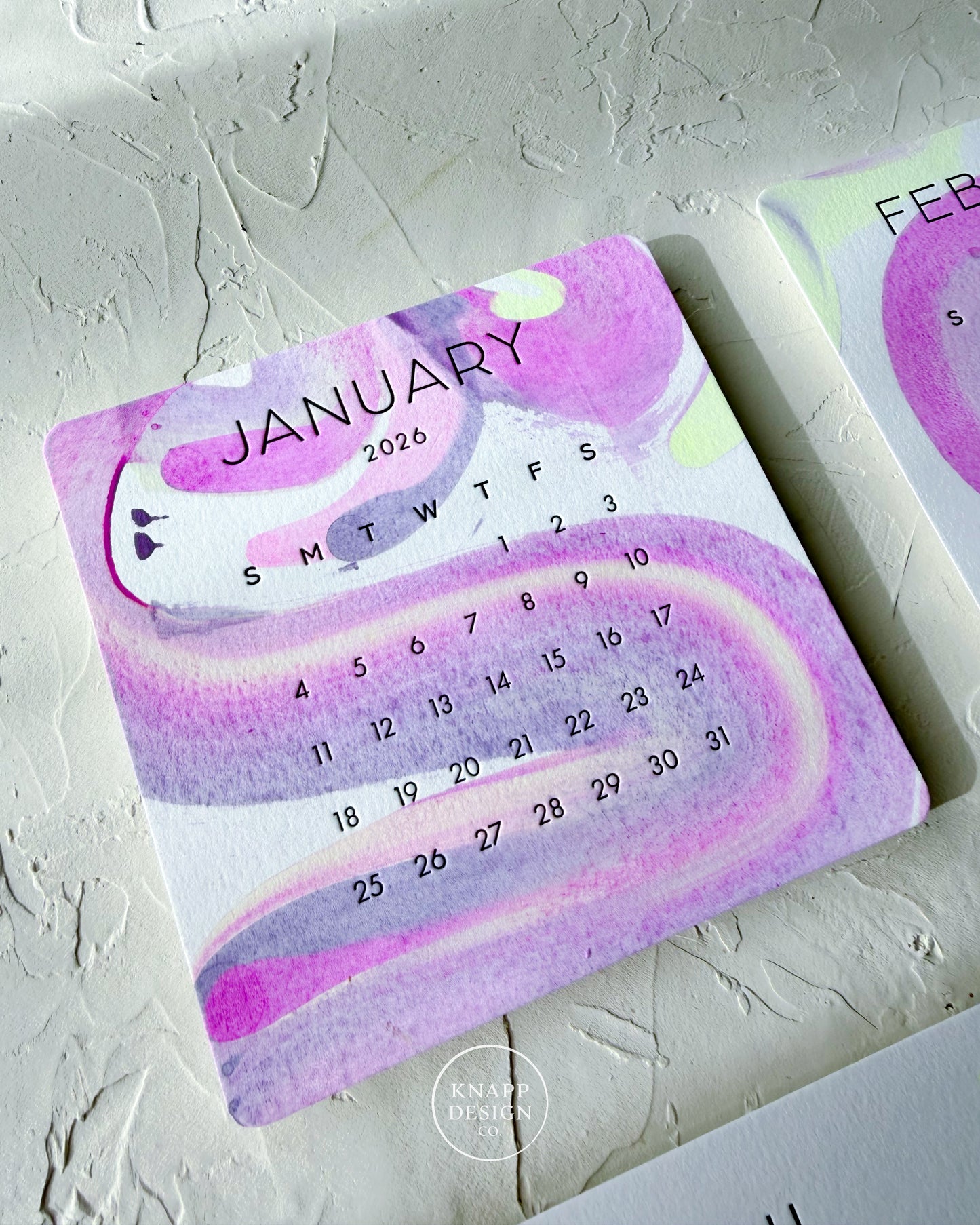 Hand-Painted 2026 Desk Calendar • 09