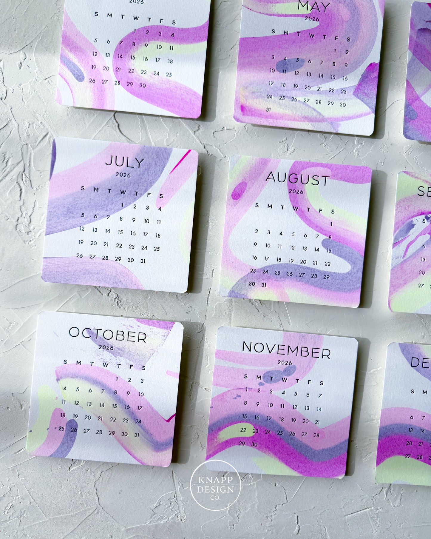 Hand-Painted 2026 Desk Calendar • 09