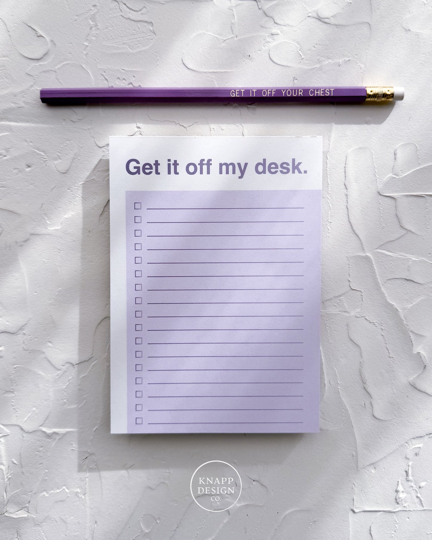 Get it off my chest - get it off my desk • Notepad set