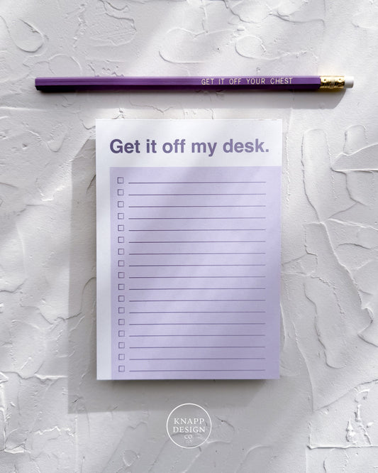 Get it off my chest - get it off my desk • Notepad set